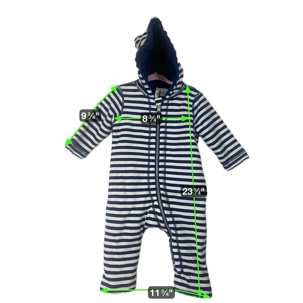 Hanna Andersson Kids Striped Hooded Jumpsuit Sleeper One Piece Size 6-12‎ Months